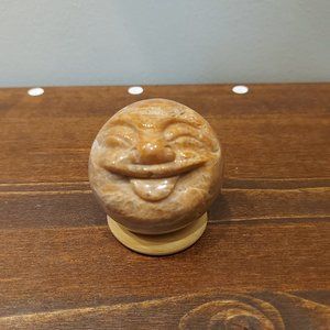 Peach Moon Stone Smiling Buddha Sphere